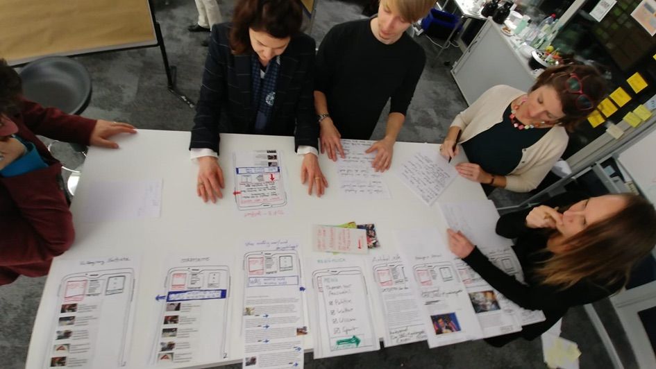 Design Sprint Team arbeitet an ihrem App-Prototype